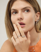 Bezel Silver Silver Ring, White Rhodium, Premium Cubic Zirconia + Give Love Gift